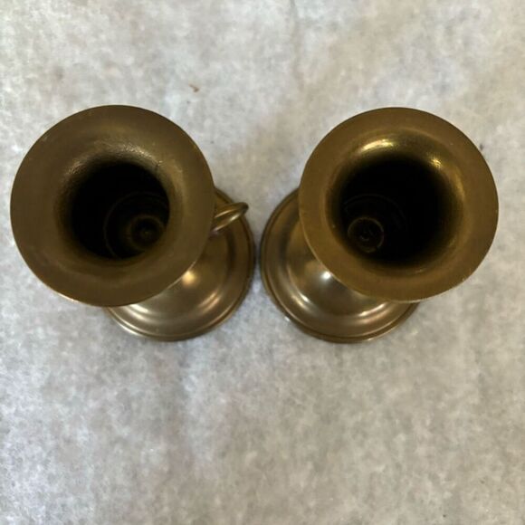 Vintage 3 1/4” Lightweight Brass Candlesticks -2 - Picture 5 of 6